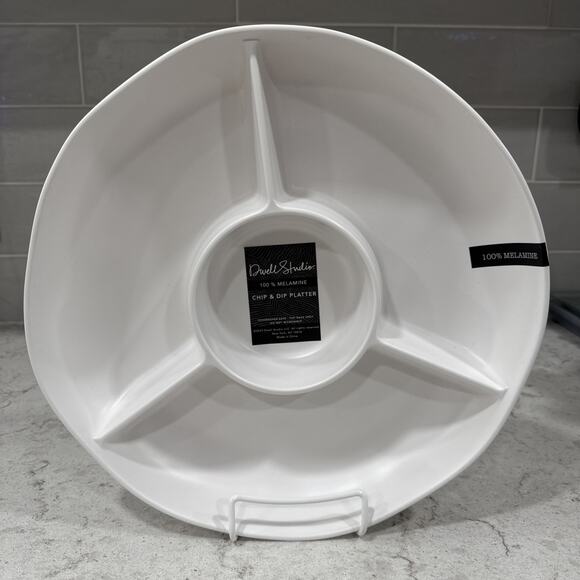 Dwell Studio CHIP & DIP 4 Section Serving Plate MATTE WHITE Melamine Platter NEW - Picture 1 of 5